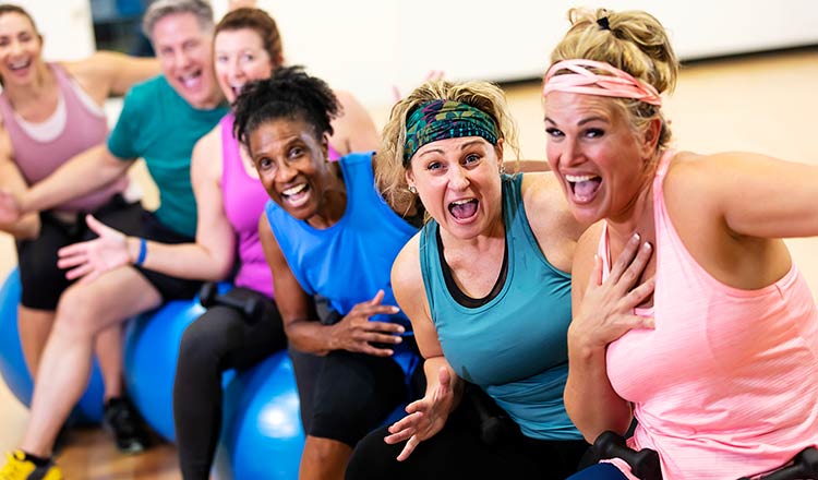 People in workout gear at a gym